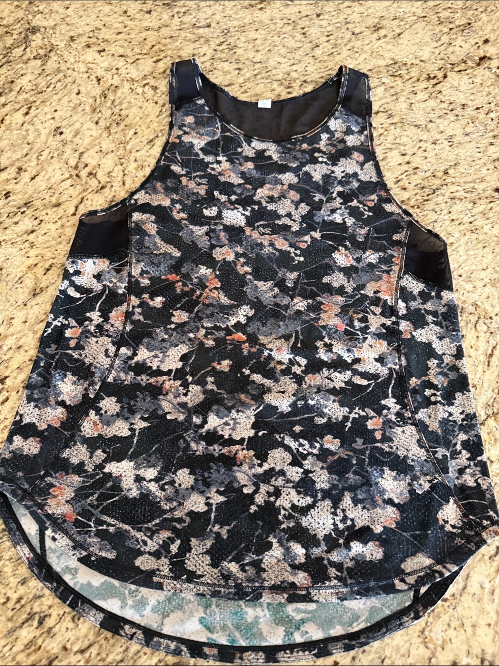 lululemon athletica Sculpt Tank Top Black Mesh w/Multi Floral print